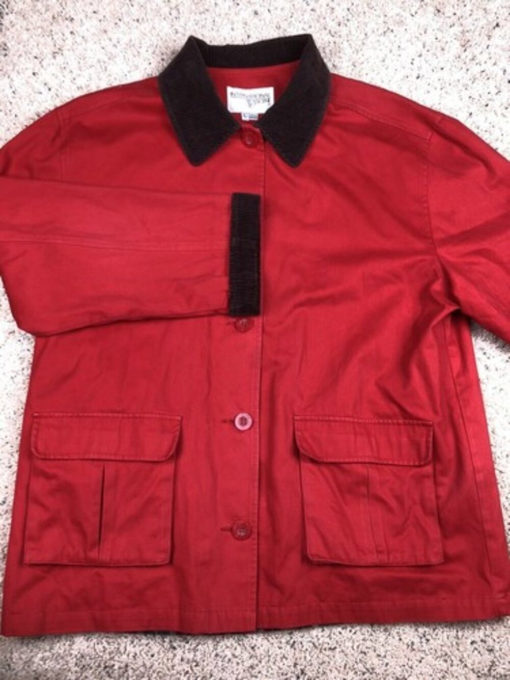 International Scene Women’s Red Brown Corduroy Collar Winter Coat Button Up